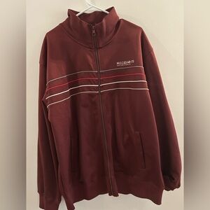 Marc Ecko Cut & Sew Track Jacket Burgundy Striped Men’s 2XL Full Zip Cotton